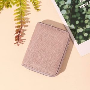 ¿Rose¿Cuir Véritable le Portefeuille des Femmes, les Femmes de la fermeture à Glissière porte-Monnaie, Femme Titulaire de la Carte RFID de Blocage - Neuf