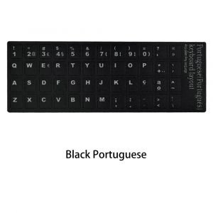 Autocollants pour clavier espagnol russe français anglais arabe portugais hébreu lettre Alphabet disposition autocollant pour ordinateur portable ordinateur de bureau - Type Black Portugal - Neuf