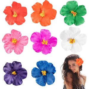 KAL-Lot De 8 Barrettes À Cheveux En Forme De Fleur Hawaïenne Pour Femme - Plumeria - Hibiscus - Style Bohème - Fleurs Tropicales - Décoration De Cheveux - Pour Mariage, Vacances, Fête À La Plage - Neuf