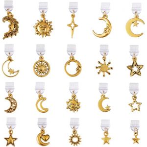 KALANKA-Lot de 20 bouchons anti-poussi&egrave;re en forme d'&eacute;toile, lune, soleil, port de charge de type C, pendentif de t&eacute;l&eacute;phone portable, bouchon anti-poussi&egrave;re avec pendentifs ciel en alliage, port - Neuf