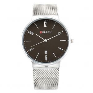 Montre Étanche À La Mode Pour Hommes Calendrier Montre-Bracelet À Quartz (Coquillage Blanc Surface Noire) - Neuf