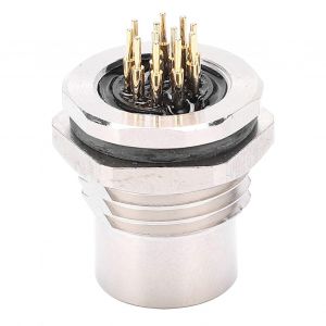 Prise jack mont&eacute; sur panneau trou f1 fil &agrave; souder connecteur m&eacute;tallique 12 broches &eacute;tanche IP67 M12 - La F1 - S12 - Neuf