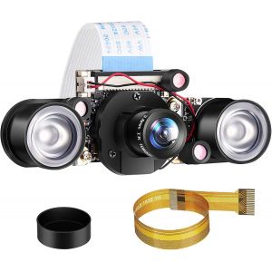 Compatible Avec Caméra Raspberry Pi Vision Diurne Et Nocturne, Caméra Vidéo Ir-Cut Webcam Hd 1080P 5Mp Capteur Ov5647 Compatible Avec Raspberry Pi Rpi 4 3 B B+ 2B 3A+ 2 1, Focus Ajustable - Neuf
