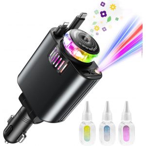 Senior-Allume-Cigare Avec Diffuseur D'Ar&ocirc;mes, Projecteur De Ciel &Eacute;toil&eacute;, Accessoire De Voiture Rapide, Usb-C R&eacute;tractable, Chargeur De Voiture, Adaptateur De T&eacute;l&eacute;phone Avec C&acirc;ble, Compatible [L701] - Neuf