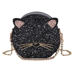 Petit sac &agrave; main crossbody pour femmes, mignon sac &agrave; bandouli&egrave;re circulaire pour chat, sacs &agrave; main ronds en cuir pu pour les filles - Neuf