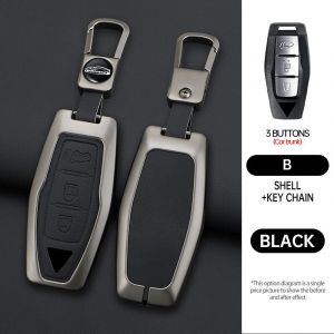 Étui pour clé de voiture en alliage de Zinc et cuir,coque Fob pour Mitsubishi Outlander 2022 2023 2024 2025,accessoires d'intérieur de voiture de contrôle - Type black 3 - Neuf