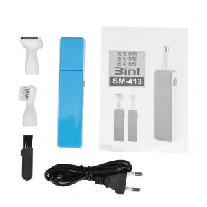 Rasoir Electrique Portable 3 En 1 Sportsman Pour Le Nez, Les Oreilles, La Barbe, Les Sourcils, Ensemble Familial Bleu - Neuf