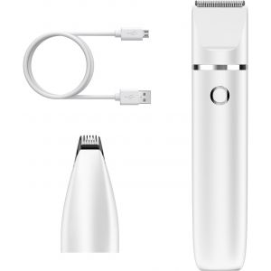 Jgd-Tondeuses Pour Chiens, Tondeuses Chiens Professionnelle Con Rechargeable Par Usb, Ipx7 Etanche, Tondeuse Silencieuse Pour Poils D'animaux Avec 2 T&ecirc;tes De Coupe Pour Pattes, Oreilles - Blanc - Neuf
