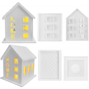 Lot De 4 Moule Silicone Maison, Maisons De Moules De Moulage, Maison De Moules En R&eacute;sine &Eacute;poxy, Moules De Moulage Maisons Bougeoirs, Pour Bougies, Savon, Pl&acirc;tre - Neuf