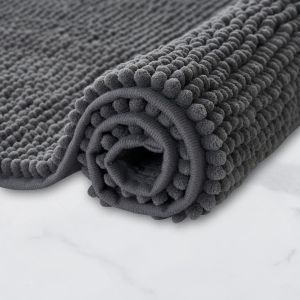 KAL-Tapis De Bain Antidérapant En Chenille | Super Absorbant Et Lavable En Machine | Pour La Salle De Bain, Douche, Baignoire Ou Comme Tapis Wc | Gris Foncé - 40X60 Cm - Neuf