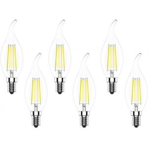 6 X E14 4w Lampe À Filament Led Ampoules,E14 Edison Bougie Forme Ampoule,Blanc Froid 6500k 400lm,Équivaut Ampoule Incandescente 40w - Neuf