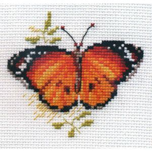 Kit Point De Croix Compt&eacute; "Papillons Color&eacute;s Rouges" 9x8 Cm - Neuf