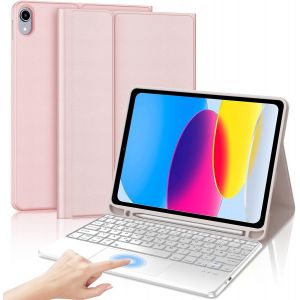 Étui Pour Ipad 10e Génération 10,9"" Avec Trackpad - Clavier Tactile Allemand Qwertz, Clavier Bluetooth Sans Fil Amovible Pour Ipad 10e Génération 10,9"", Rose Clair - Neuf