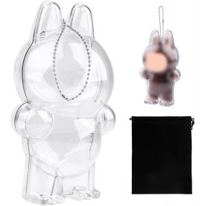 KALANKA-Étui Protection pour Poupée, Présentoir Plastique Transparent à Suspendre Porte-Clés avec Chaîne Anti-Poussière Housse Rangement Peluches Accessoires pour Génération(Debout) - Neuf