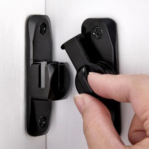 KALANKA-90/180 Degrés Loquet de Porte Rabattable, Verrou Porte Loquet Porte Coulissante Fermeture Porte Coulissante Serrure Porte Coulissante Serrures de Portes Verrou de porte coulissante noir - Neuf