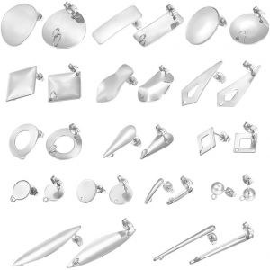 Kal-30 Pièces 15 Styles De Boucles D'oreilles 304 Acier Inoxydable Avec Boucles D'oreilles Et Écrous D'oreille 0.7mm/0.8mm Boucles D'oreilles Pour La Fabrication De Boucles D'oreilles - Neuf