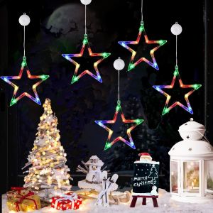D&eacute;coration De No&euml;l Pour Fen&ecirc;tre - &Eacute;toiles - &Eacute;clairage De No&euml;l - 5 Pi&egrave;ces - D&eacute;coration De Fen&ecirc;tre - Piles - Minuterie - Multicolore - &Eacute;clairage De Fen&ecirc;tre Avec Ventouses - &Eacute;clairage De Fen&ecirc;tre Pour - Neuf