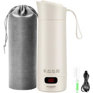 Bouilloire Electrique Portable, 400 Ml Bouilloire De Voyage, Bouilloire Portable, 300 W 220 V Tasse De Chauffage Pour Th&eacute;,Lait,Caf&eacute;, Inoxydable 304 Avec 4 T&eacute;mp&eacute;rature R&eacute;glable, Arr&ecirc;t Automatique - Neuf