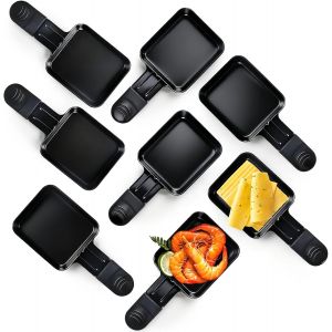 Nouvelhorizonstore-Poelon Raclette Carr&eacute; 8pcs Caquelon Raclette Rev&ecirc;tement Antiadh&eacute;sif Fonte 18x8.5x1.5cm Noir Pour Omelette Au Fromage Fondu - Neuf