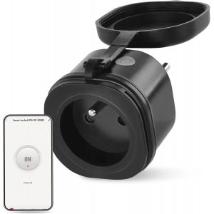 GoSmart ZigBee prise ext&eacute;rieure 16A, 2,4 GHz, minuterie et compteur, IP44, commande manuelle ou via Smart-App, compatible Alexa/Google Assistant, couleur noire - Neuf