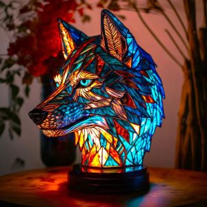 Lampe De Table 3d En Forme D'animal (12 X 15 X 9 Cm), Style Vitrail, Style Vintage, Luminaire Décoratif D'intérieur, Idéal Pour Un Salon Ou Comme Cadeau De Noël - Neuf