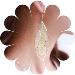 Kal-Boucles D'oreilles Feuilles De Bohème Boucles D'oreilles Feuilles Empilées Boucles D'oreilles Feuilles Creuses Boucles D'oreilles Pendantes Longues Feuilles De Chandelier Boucles D'oreilles - Neuf