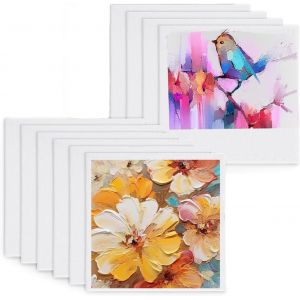 Meimie-Lot De 10 Petites Toiles À Pein E-15 X 15 Cm-Toile En Pur Coton Blanc-Pour Peinture À L'huile,Croquis,Propylène Et Aquarelle - Neuf
