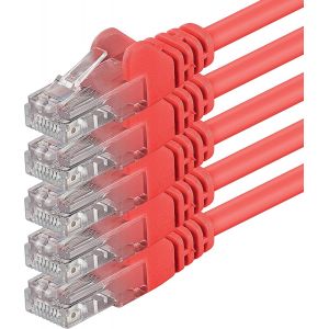 5X 1M C&acirc;ble R&eacute;seau Cat6 Cat 6 - Rj45 Ethernet Lan Dsl Routeur Modem - Rouge[CAB9163666] - Neuf