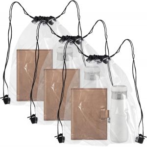 acdsgd-3 Pi&egrave;ces Sac Transparent, 42x33cm Sac &agrave; Dos Transparent Sport &agrave; Cordon en PVC avec Coulisse, Imperm&eacute;able, l&eacute;ger, R&eacute;sistant, pour Mouvement, L'&eacute;cole, Voyage en Plein Air, Festivals, Sport, Camping - Neuf
