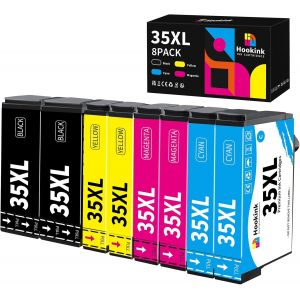 35XL 35XL Lot de 8 cartouches d'encre, pour Epson 35, compatibles avec Epson Workforce Pro WF-4720, WF-4725, WF-4730, WF-4740, WF-4720DWF, WF-4725DWF, WF-4740DTWF, WF-4730DTWF - Neuf