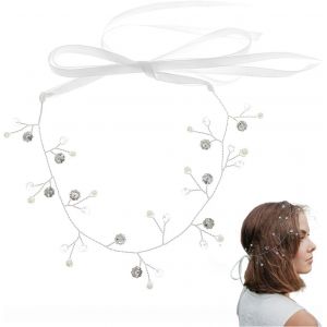 Kal-Serre Tête Mariage Cheveux Courts En Strass Bandeau En Cristal Brillant Blanc Bandes De Brillantes Bandeaux Scintillants Avec Perles Pour Femmes X04921 - Neuf