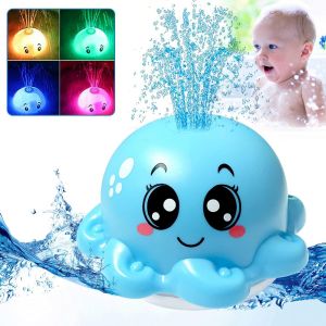 (Bleu) Jouets De Bain Pour Bébé De 1 An, Jouet De Bain Lumineux En Forme De Pieuvre, Arroseur D'eau Automatique Pour Bébés De 0 À 6 Ans, 12 Mois, 1, 2 Ou 3 Ans Pour Enfants De 0 À 6 Ans - Neuf
