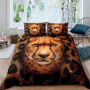Housse De Couette Guépard Marron, Parure De Lit Léopard, Décoration D'intérieur, Housse De Couette 3d Motif Animal Sauvage Africain, Housse De Couette R - Neuf