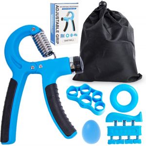 Checarzhn--No1-Hand Grip, Ghand Grip Musculation Avant Bras, Pack De 5 Entraîneurs De Doigts, Pince, Balle De Préhension, Renforcement Des Doigts, Anneau De Préhension - Neuf