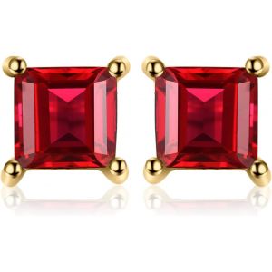 Kal-Boucles D'oreilles Carré Véritable Améthyste Clous D'oreilles Argent 925 - Neuf