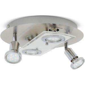 LIUX-Plafonnier 4 Spots Led 2 Fixes,Orientables,4X3W,Gu10,Salon Salle À Manger Couloir Cuisine,Luminaire Plafond Intérieur,Blanc Chaud,230V,Ip20 - Neuf
