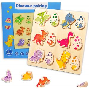KAL-Jeux B&eacute;b&eacute;, Puzzles En Bois Oeuf De Dinosaure, Jouets Montessori Enfant 2 3 Ans, Jouets D'Activit&eacute; Et De D&eacute;veloppemen Jeu De Tri Cadeau D'Anniversaire De No&euml;l Pour Gar&ccedil;ons Filles - Neuf