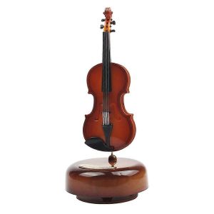 Bo&icirc;te &agrave; musique violon, Mini bo&icirc;te &agrave; musique Vintage avec base rotative, r&eacute;plique d'instrument classique artisanat M - Neuf
