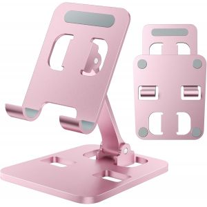 JGD-Support de t&eacute;l&eacute;phone de Bureau, Support Double Pliable, Support Portable pour iPhone 17, 16, 15, 14, 13, 12 Pro Max Plus, Air, Galaxy S25, S24 et Tous Les Autres t&eacute;l&eacute;phones (Rose) - Neuf