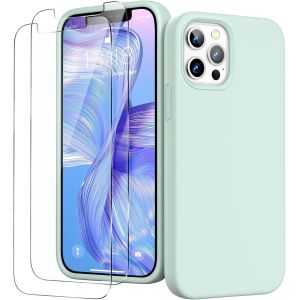 3 en 1 Coque iPhone 12, iPhone 12 Pro Silicone Liquide Case 6,1""- avec 2 Verre Tremp&iquest;&iquest; - ?tui de Protection Antichoc en Microfibre Douce [R&iquest;&iquest;sistant] [Antid&iquest;&iquest;rapant], B&iquest;&iquest;ryll - Neuf
