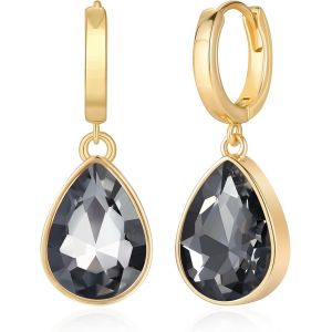 Boucles D'oreilles Créoles En Cristal Pour Femmes,Boucles D'oreilles Pendantes En Forme De Goutte D'eau En Cristal Scintillant Plaqué Or 18 Carats,Bijoux Cadeaux.[X2789] - Neuf