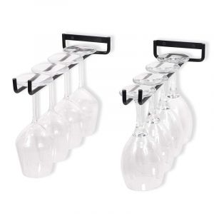 Noir - 2 Supports De Verre En Fer Pour Présentoirs Muraux De Verres À Vin Pour Armoires À Vin, Bars, Cuisines. - Neuf