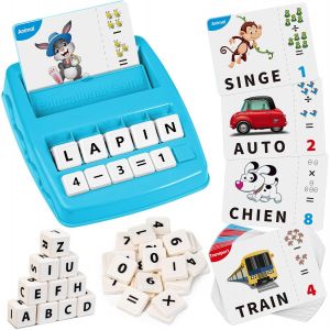 ERYI-Jouet Educatif Fille Garçon, Jeux De Societe 3-8 Ans, Cadeau Enfant Apprendre A Lire, Française Lettre (Bleu Clair) - Neuf