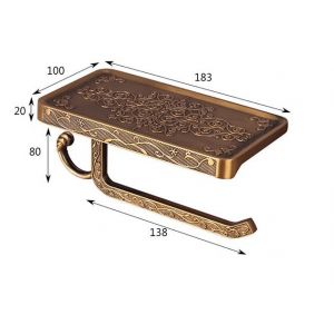 Porte-rouleau de papier toilette (doré) avec support mural pour téléphone portable, style rétro vintage, pour salle de bain - Neuf