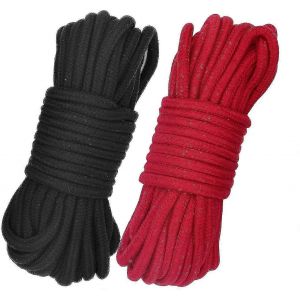 Corde En Coton Doux De 10 M De Long,Corde Longue Polyvalente Et Durable De 8 Mm D'épaisseur. Corde À Cravate Corde À Lacets (2 Paquets,Noir + Rouge) - Neuf