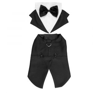Smoking Pour Chien, Costume De Mariage Et Bandana, Vêtements Pour Chien Avec N?ud Papillon, Smoking Élégant Pour Fête De Mariage, Festival, Halloween, Noël (Noir S) - Neuf