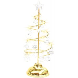 Lampe De Table En Cristal En Forme De Sapin De Noël - Lumière Chaude, Étoile Led, Veilleuse Suspendue En Cristal, Veilleuse De Noël, Base Plaquée, À Piles, Décoration De Chevet, Aucune Pile Requise - Neuf