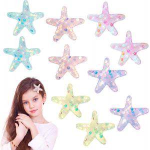 Lbgwp60-Lot De 10 Pinces À Cheveux En Forme D'étoile De Mer, Étoiles De Mer À Paillettes, Accessoires Pour Cheveux De Plage, Pinces À Cheveux Pour Femmes Et Filles, Outil De Coiffure Pour Mariage À L - Neuf