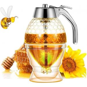 Bhhbb-Distributeur De Miel, Distributeur De Sirop, Beau Pot À Miel En Nid D'abeille, Pot À Miel Avec Support - Neuf