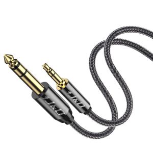 Câble Audio Stéréo 3,5mm vers 6,35mm, TRS Mâle Plaqué Or 3,5mm (1/8"") vers TRS Mâle 6,35mm (1/4""), Câble Coque en Cuivre, Tressé en Nylon pour Smartphone, Amplificateurs, 0.6 mètre - Neuf
